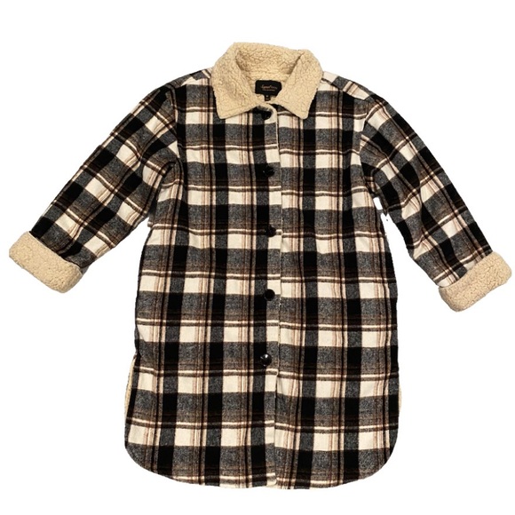 Sweet Rain Jackets & Blazers - Sweet Rain Long Fleece Lined Jacket Shacket Coat Women’s M Plaid Button Pockets